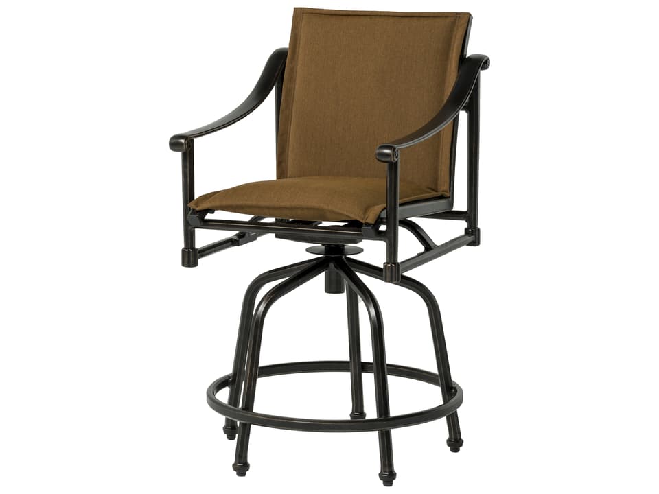 Morro Bay Padded Sling Cast Aluminum Swivel Rocker Outdoor Patio Counter Stool