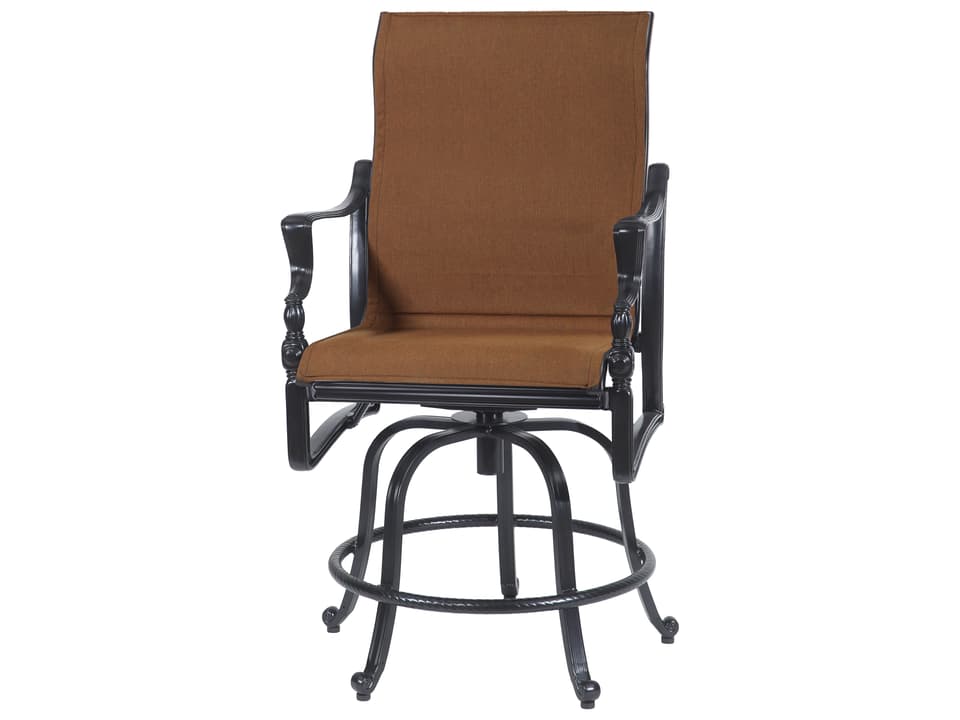Bel Air Padded Sling Cast Aluminum Swivel Rocker Outdoor Patio Counter Stool