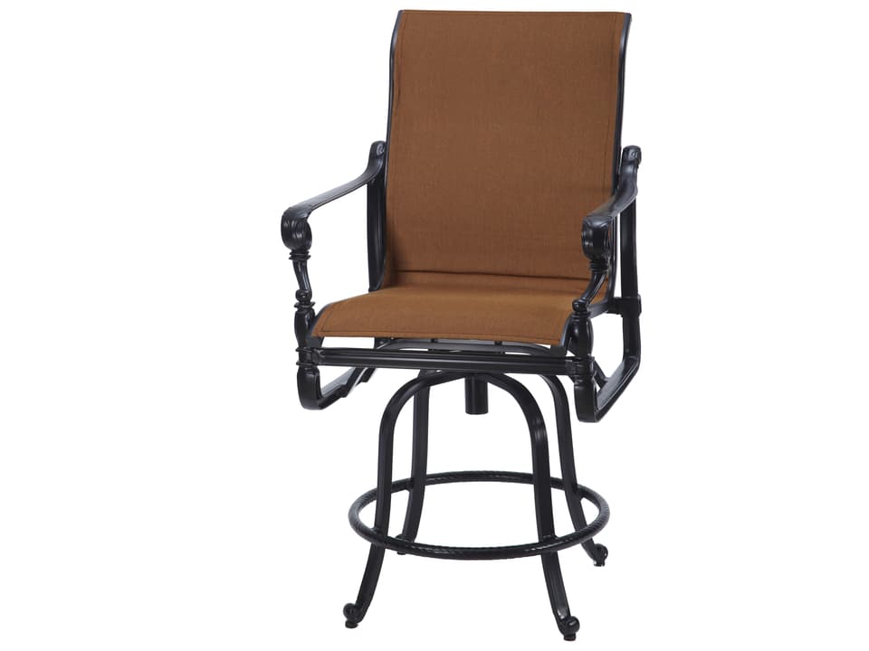 Grand Terrace Padded Sling Cast Aluminum Swivel Balcony Stool