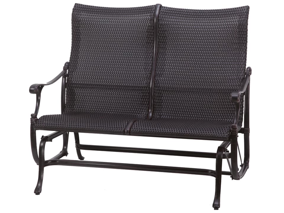 Michigan Woven Cast Aluminum High Back Loveseat Glider