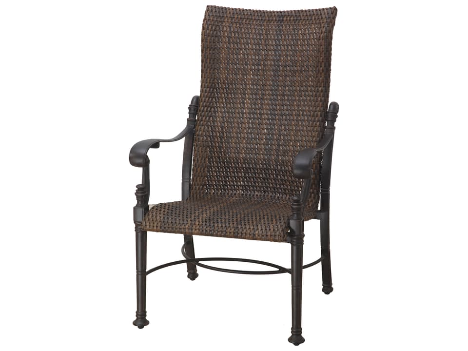 Florence Woven Cast Aluminum High Back Dining Arm Chair in Desert Bronze