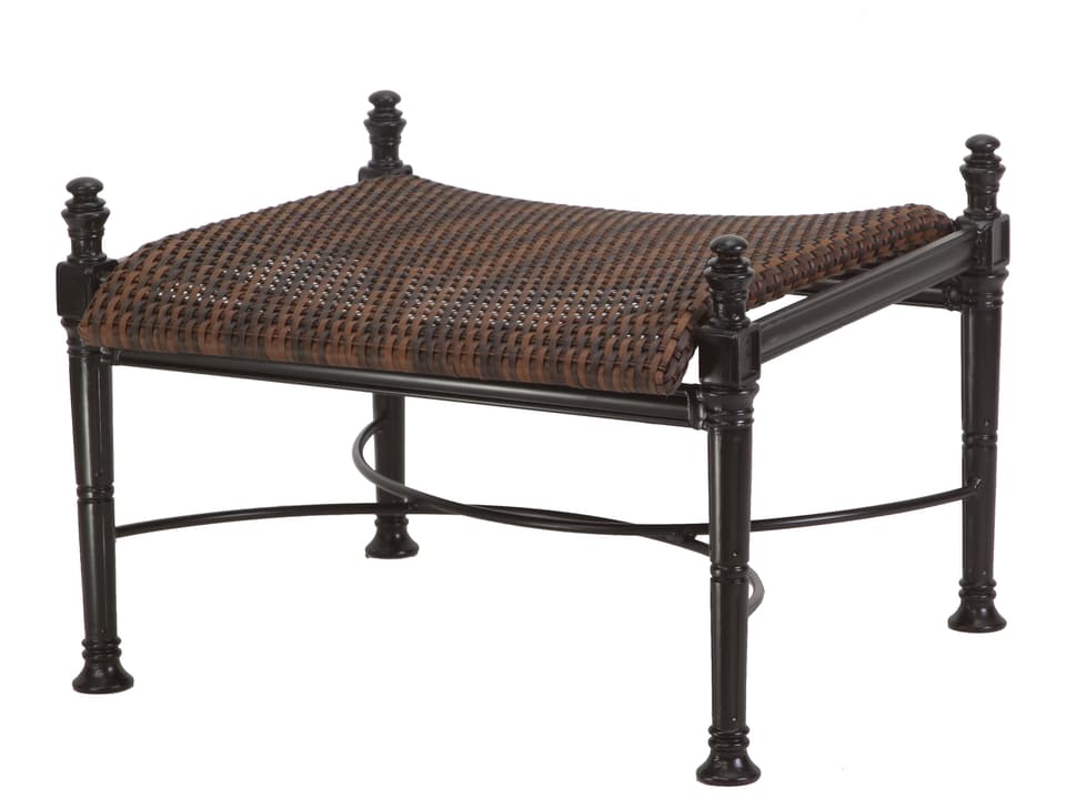 Florence Woven Cast Aluminum Ottoman in Desert Bronze with Chestnut Wicker
