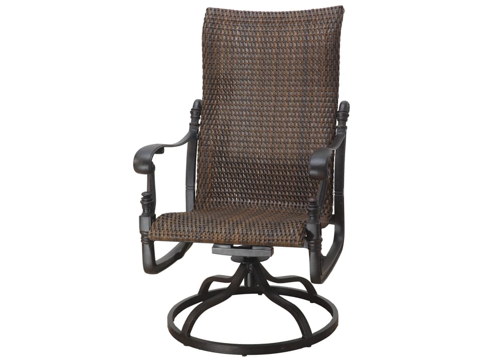 Florence Woven Cast Aluminum High Back Swivel Rocker Lounge Chair