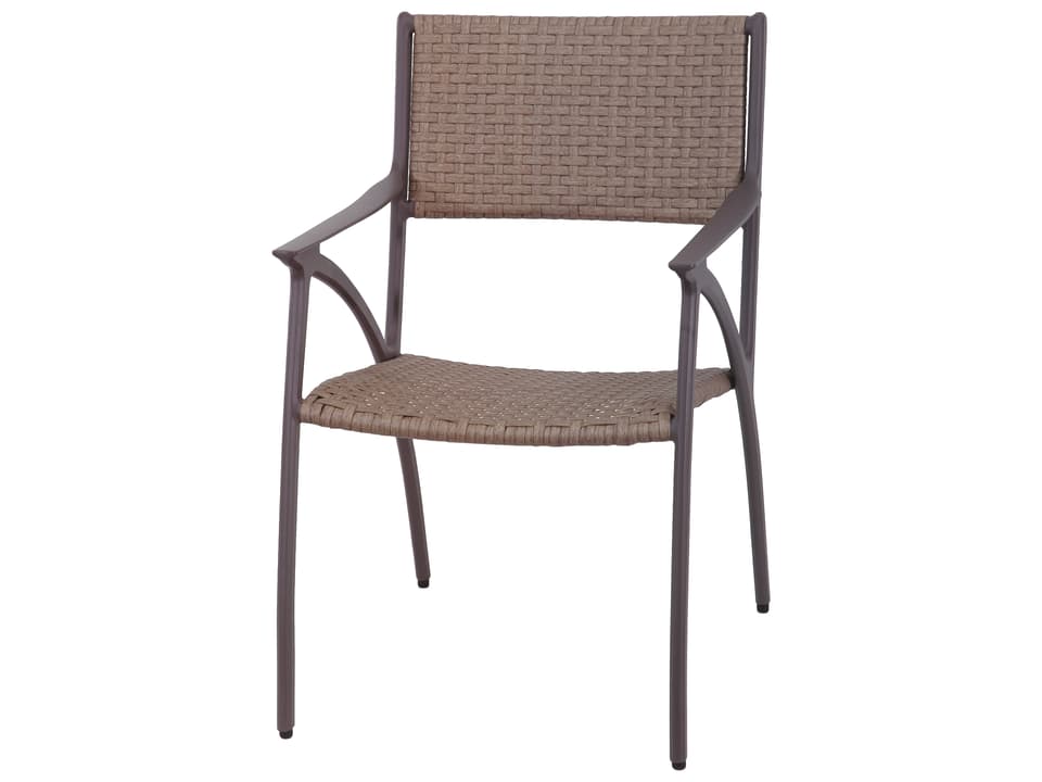 Amari Cast Aluminum HDPE Woven Dining Arm Chair in Carbon