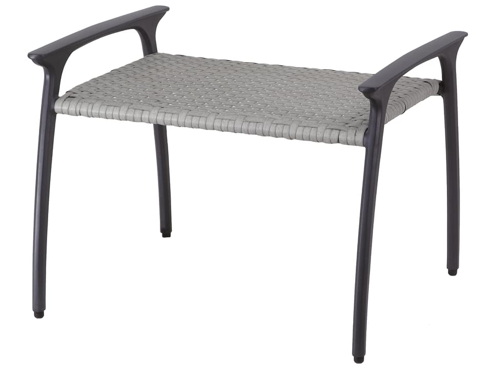 Amari Woven Cast Aluminum Outdoor Ottoman in Carbon