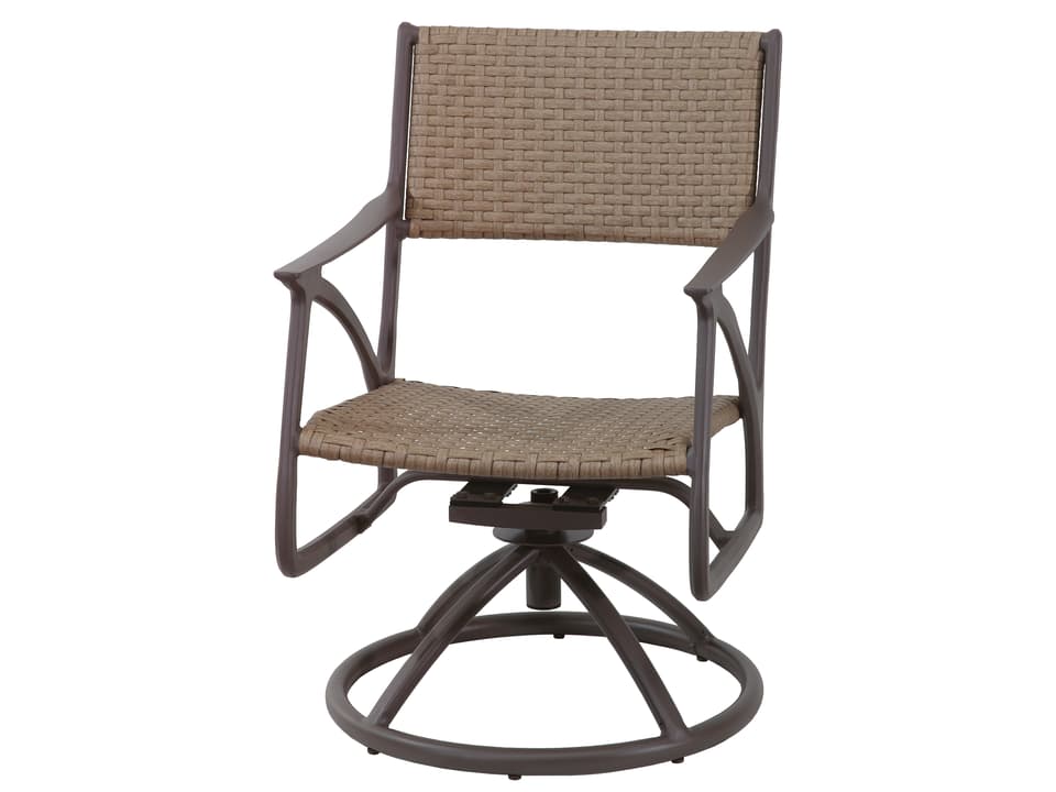 Amari Woven Aluminum Swivel Rocker Dining Arm Chair in Carbon