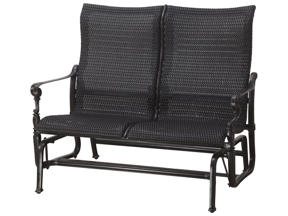 Grand Terrace Woven Cast Aluminum High Back Loveseat Glider