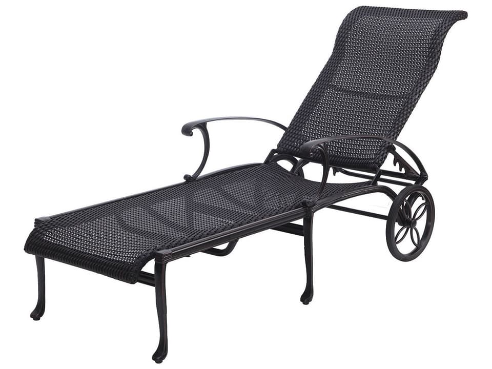 Michigan Woven Cast Aluminum Chaise Lounge with Wheels in Vintage