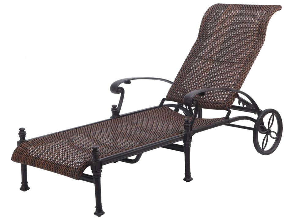 Florence Woven Cast Aluminum Chaise Lounge in Desert Bronze