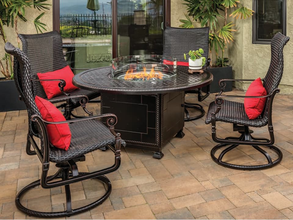Grand Terrace Sling Cast Aluminum Outdoor Lounge Set