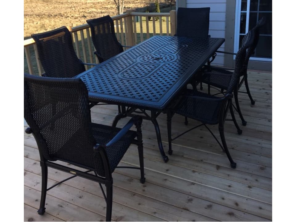 Grand Terrace Woven Cast Aluminum Dinning Set