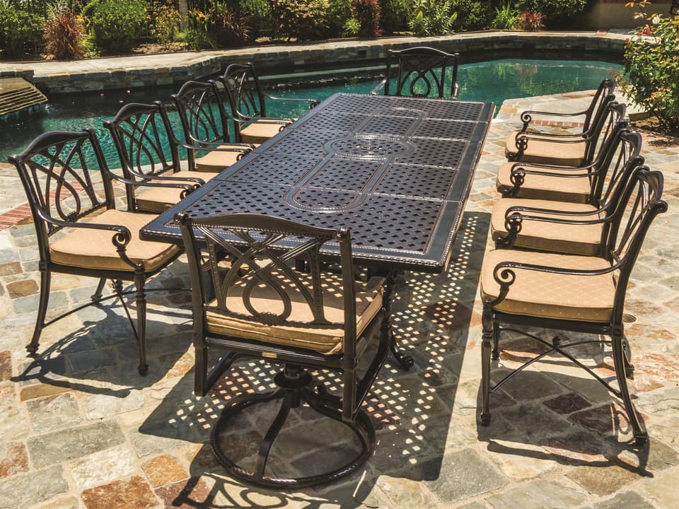 Grand Terrace Cast Aluminum Cushion Outdoor Dining Set