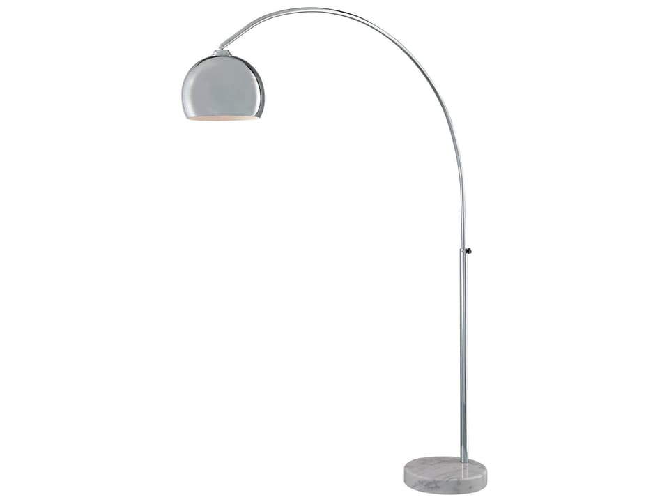 George's Reading Room Arc Floor Lamp in Chrome and White Marble