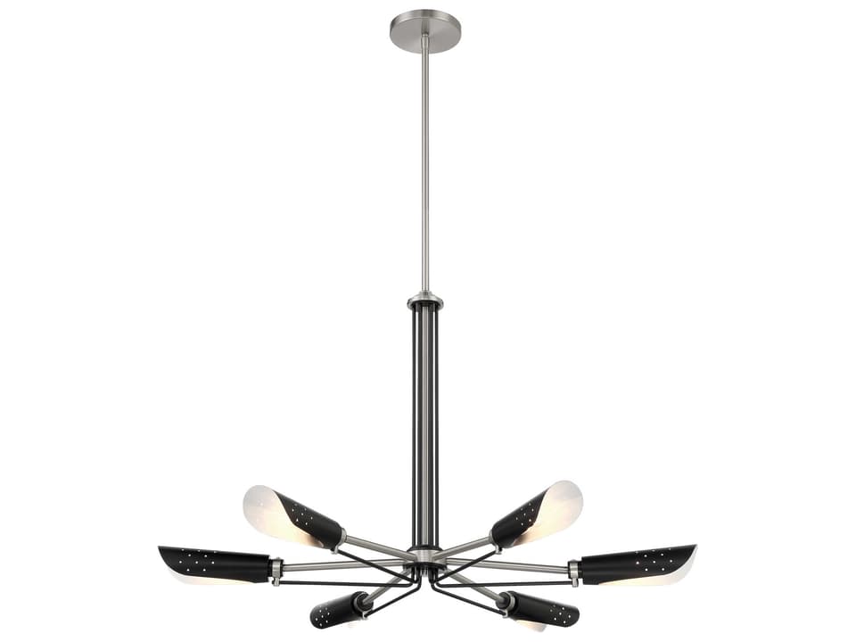 6-Light Turbine Chandelier in Coal and Brushed Nickel