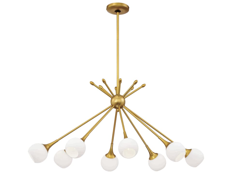 Pontil 8-Light Linear Chandelier in Honey Gold with Etched Opal Glass