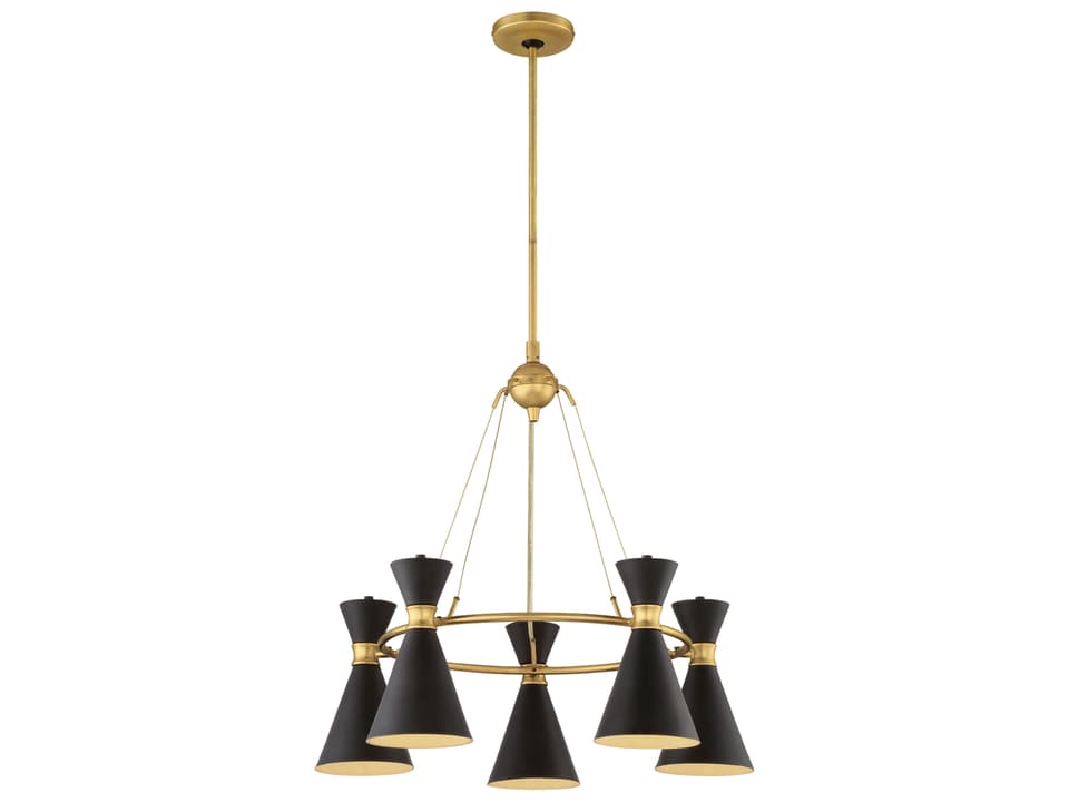 Conic 5-Light Chandelier in Honey Gold with Matte Black Shade