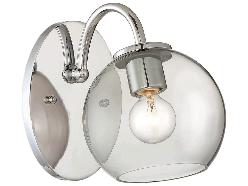 Exposed 1-Light Chrome Wall Sconce with Smoked Glass