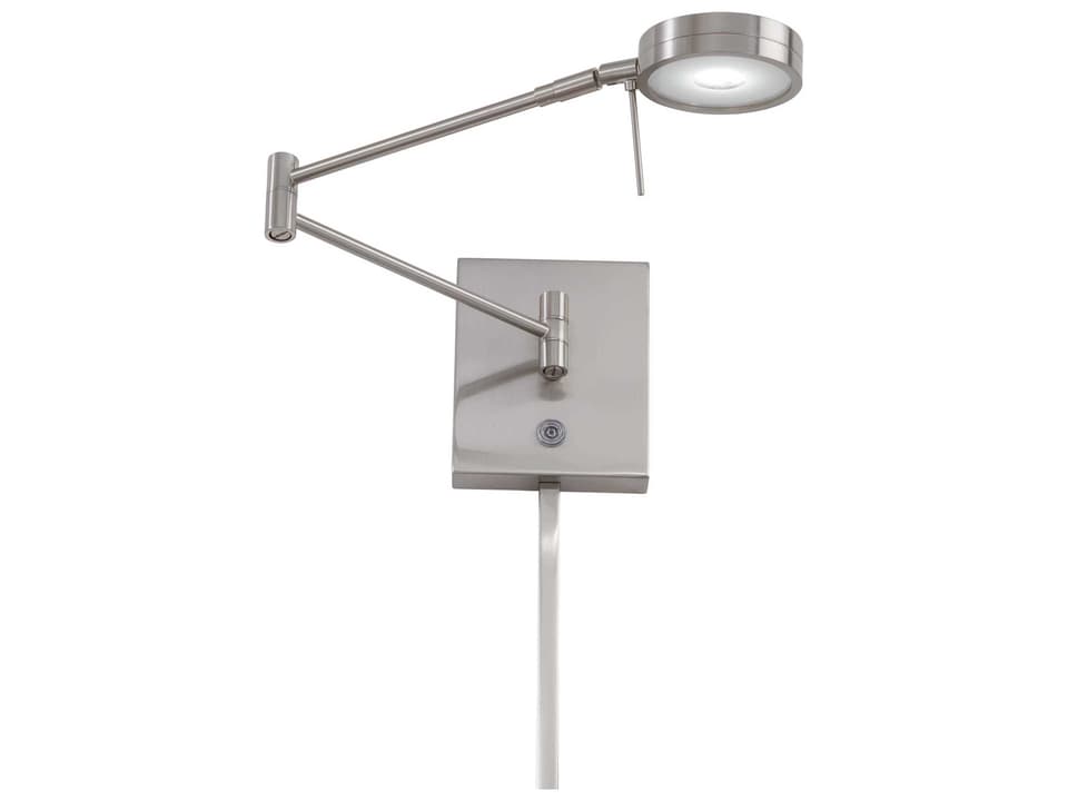 George's Reading Room 1-Light LED Swing Arm Wall Lamp in Brushed Nickel
