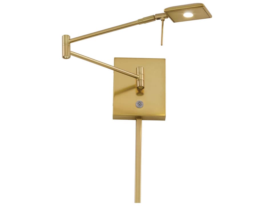 George's Reading Room 1-Light Honey Gold LED Swing Arm Wall Sconce