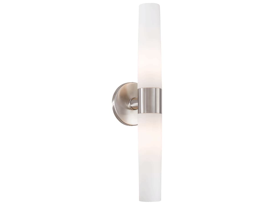 Saber 2-Light Bath Bar in Brushed Stainless Steel with Etched Opal Glass