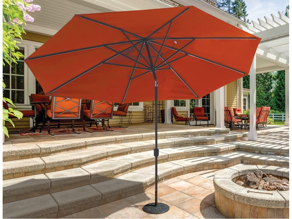 8 x 11 Foot Oval Crank Lift Auto Tilt Umbrella