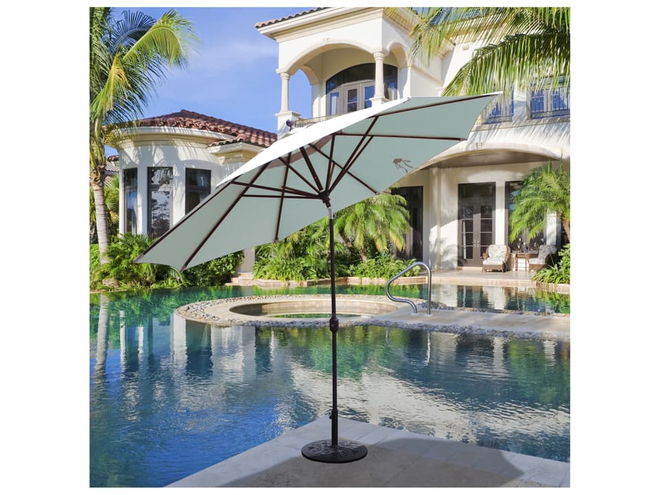 11 Foot Octagon Aluminum Deluxe Auto Tilt Crank Lift Umbrella