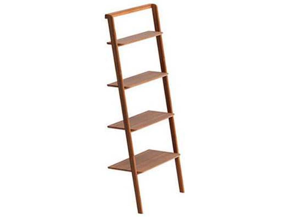 Currant Leaning Bamboo Bookshelf in Caramelized Finish