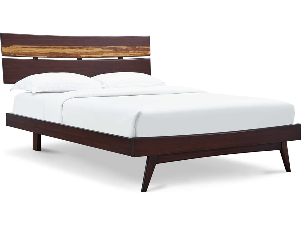 Azara King Platform Bed in Sable with Exotic Tiger Bamboo Accent
