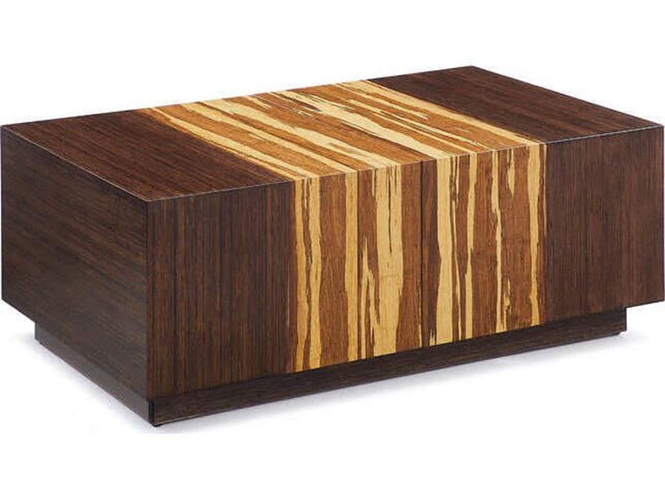 Azara Rectangular Bamboo Coffee Table in Sable with Exotic Tiger Accents