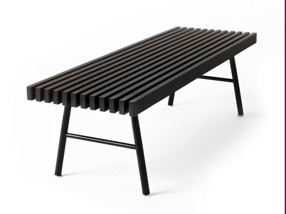Transit Bench Black Ash Slatted Wood