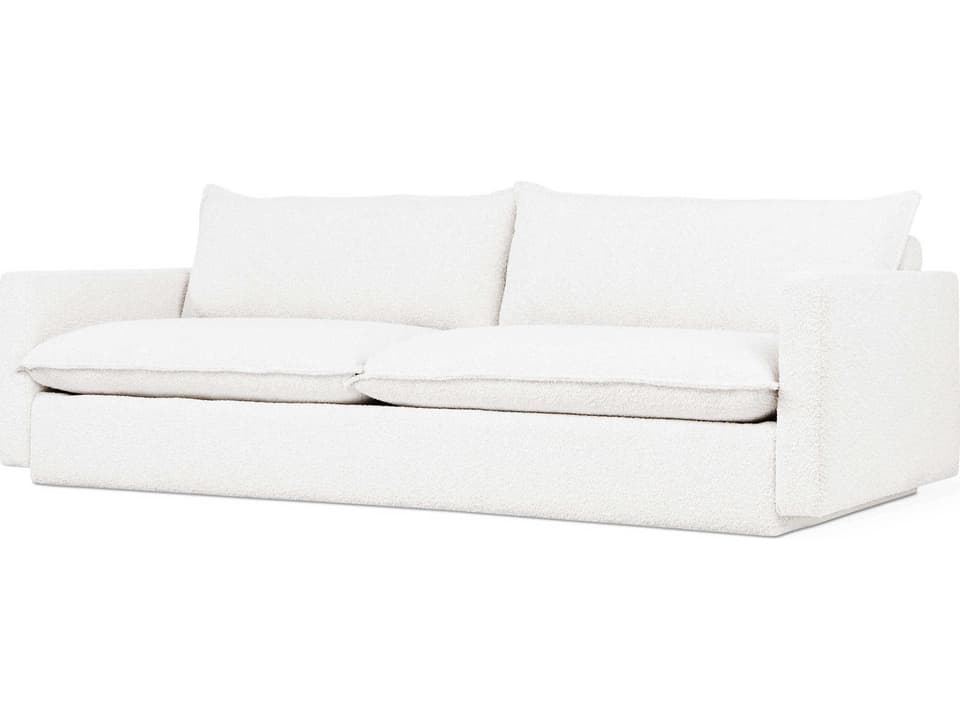 Sola 3-Seat Sofa in Node Alabaster White Polyester with French Seam Detailing