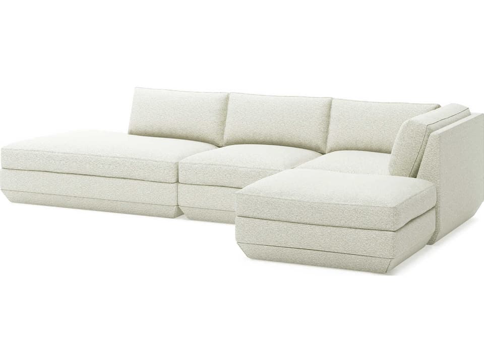 Podium White Upholstered Sectional Sofa