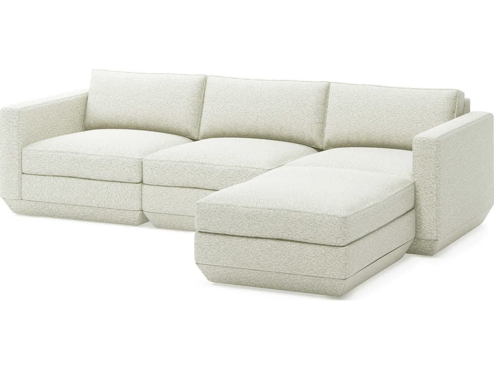 Podium White Upholstered Sectional Sofa