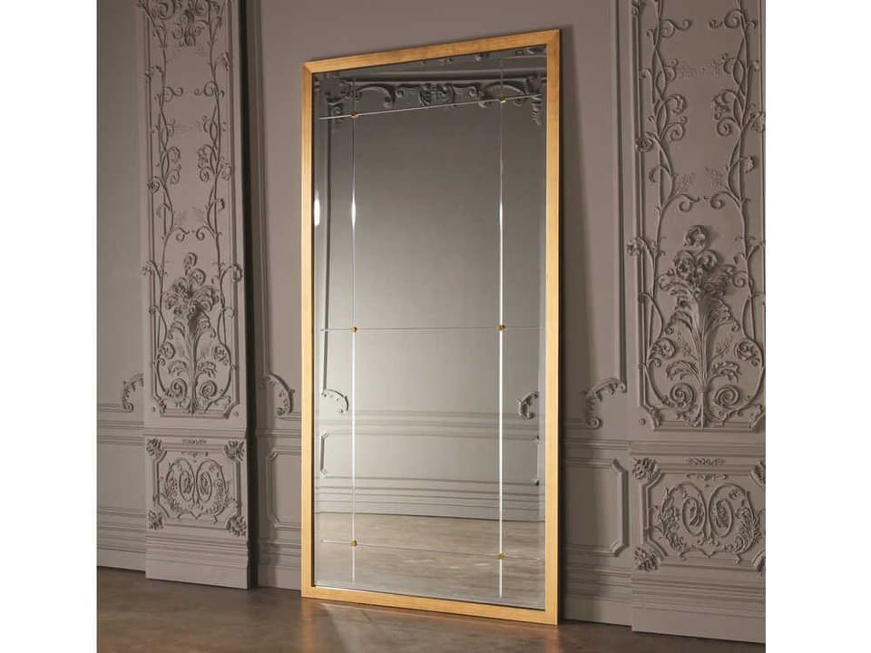 Beaumont Gold Leaf Floor Mirror Rectangular with Beveled Glass