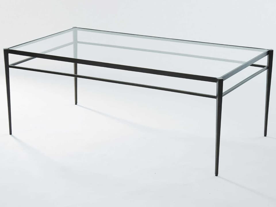Lescot Rectangle Coffee Table in Dark Gunmetal Bronze and Glass