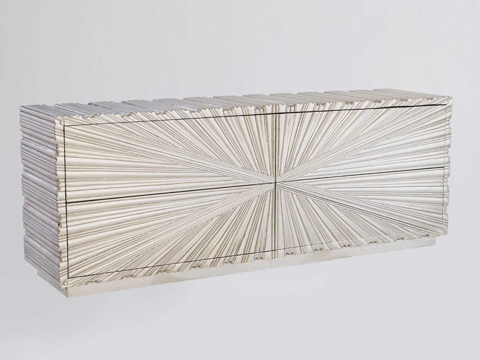 72 Inch Grey Deco White Alloy Metal Sideboard