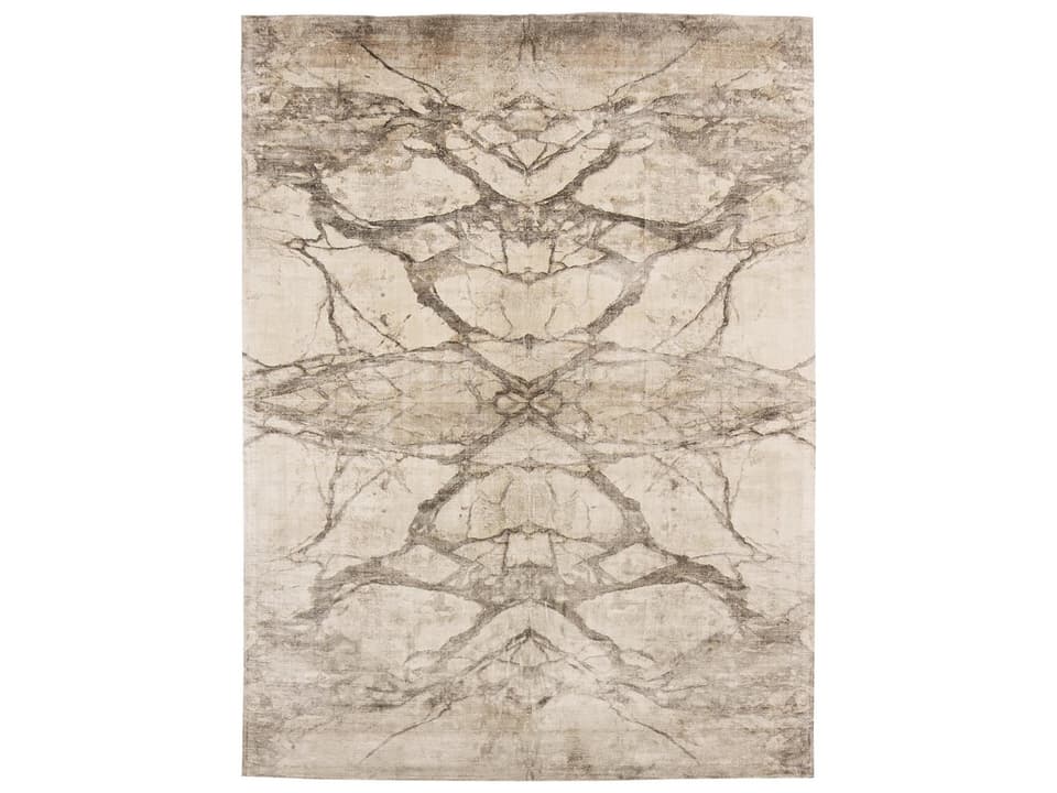 Mirror Match Marble Abstract Area Rug in Neutral Tones