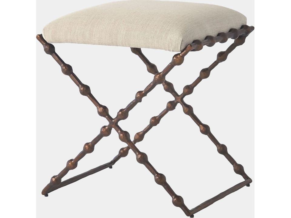 Elder Bronze Upholstered Accent Stool