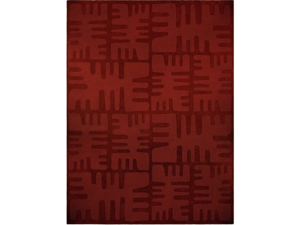 Duafe Rust Abstract Hand-Loomed Wool Area Rug