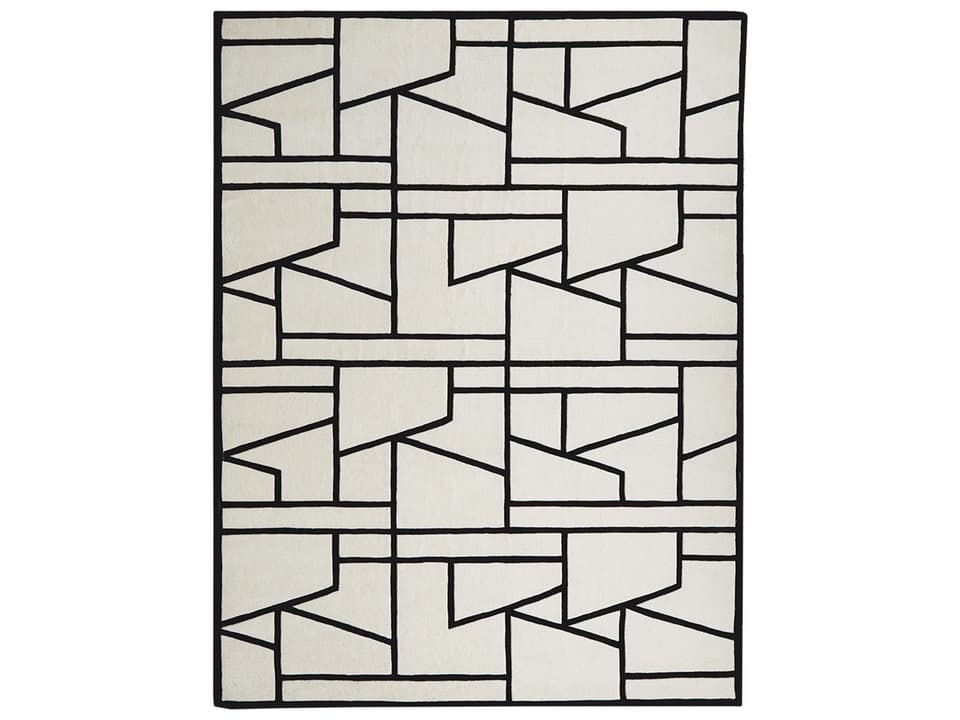 Zig Zag Geometric Area Rug in Ivory and Black 9x12