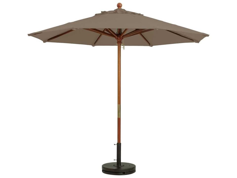 Market Wood 9 Foot Round Patio Umbrella in Taupe