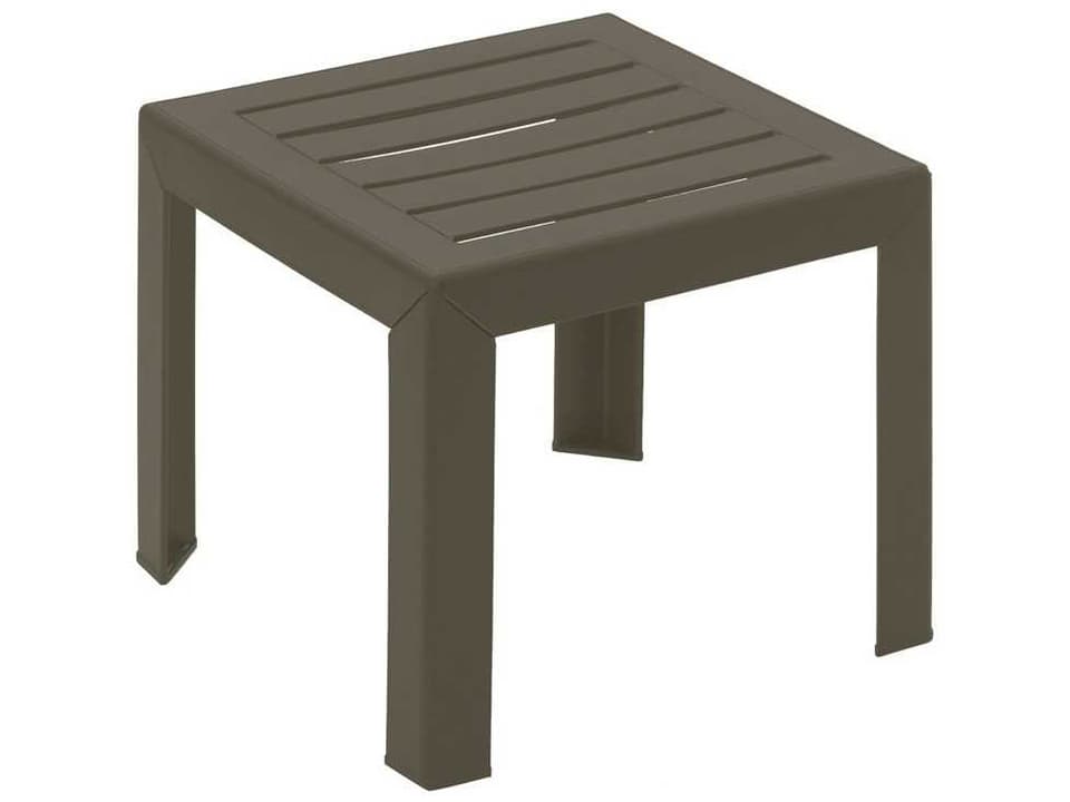 Bahai Square Resin End Low Table in Bronze Mist