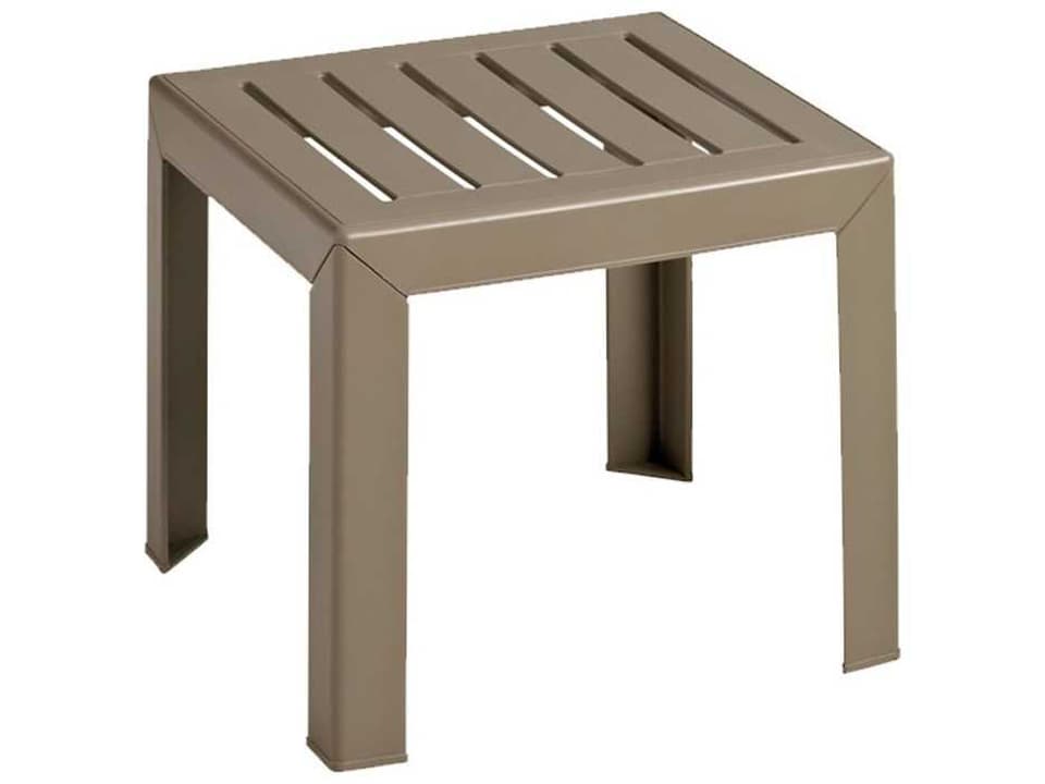 Bahia Square Outdoor End Table in French Taupe Resin