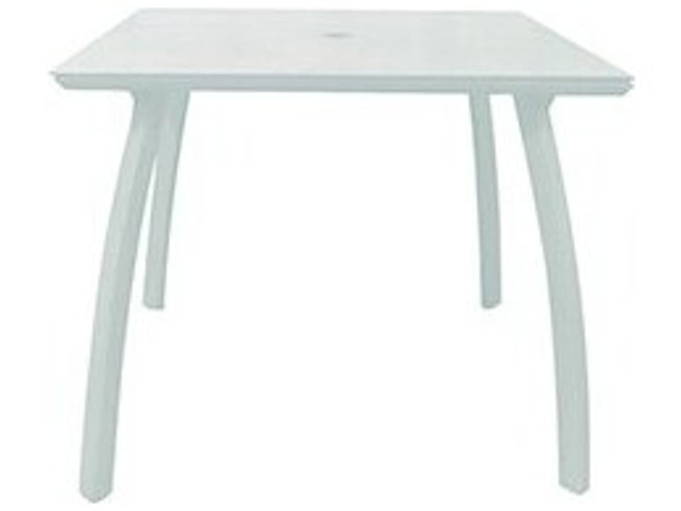 Sunset 36-Inch Square Dining Table with Umbrella Hole in Glacier White