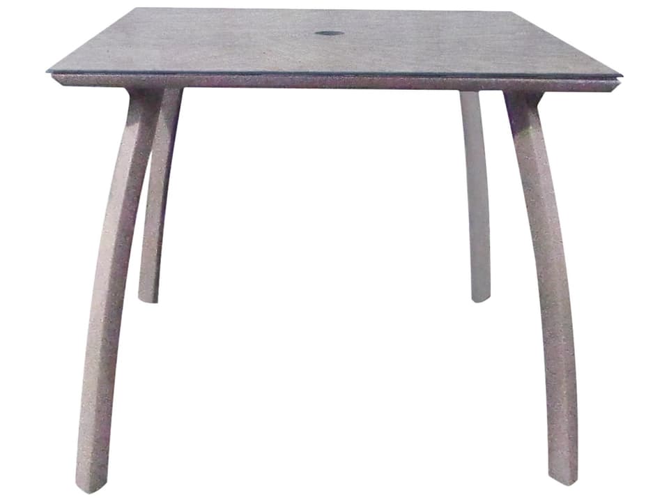 Sunset 36 Inch Square HPL Dining Table with Umbrella Hole in Granite