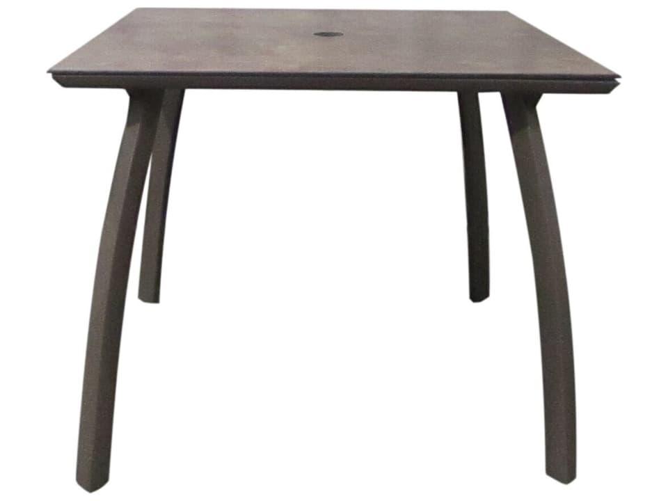 Sunset 36 Inch Square Dining Table with Umbrella Hole in Fusion Bronze Lava