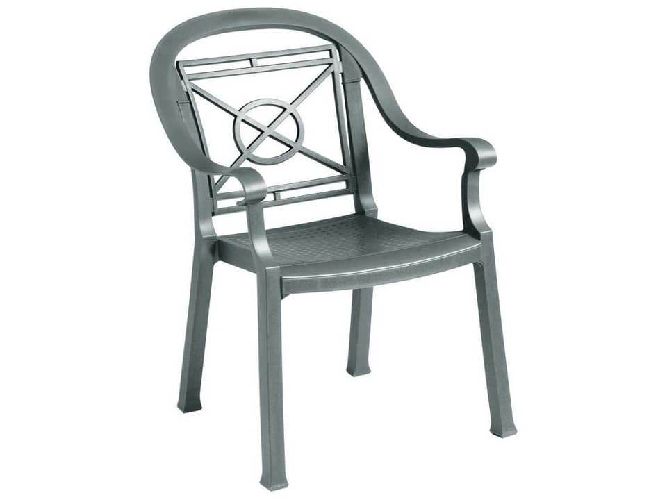Victoria Classic Resin Charcoal Stacking Outdoor Dining Arm Chair