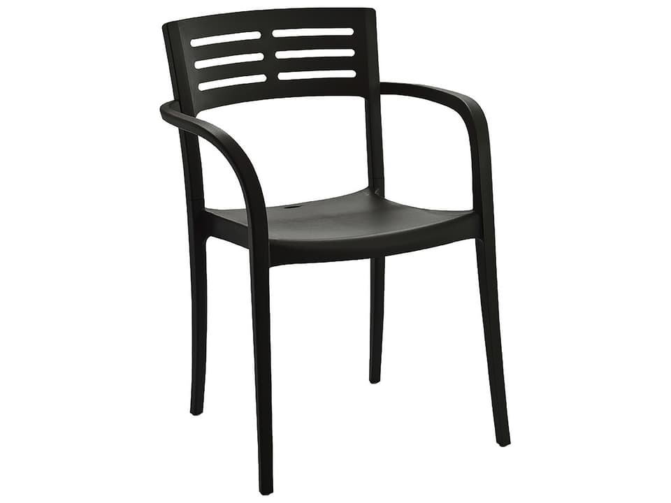 Vogue Resin Black Stacking Patio Dining Arm Chair