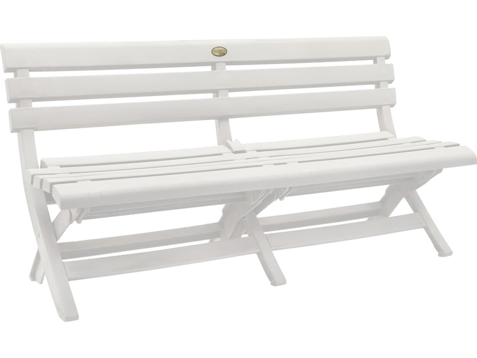 Grosfillex Westport Folding Bench — 3-Seat Outdoor White Polymer