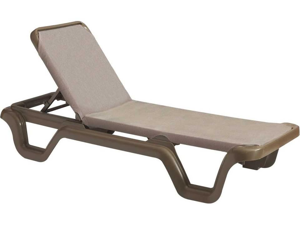 Marina Sling Resin Teakwood Adjustable Outdoor Chaise Lounge in Espresso